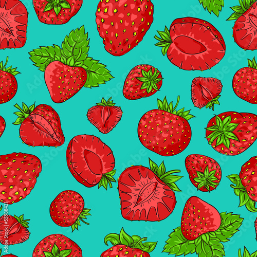 Vector seamless pattern with strawberry