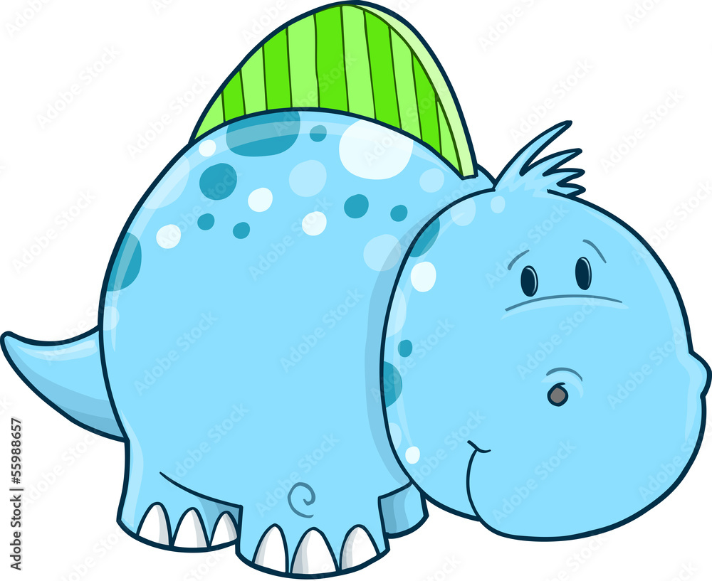 Fototapeta premium Blue Cute Dinosaur Vector Illustration Art