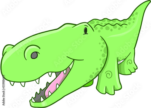 Cute Alligator Vector Illustration Art