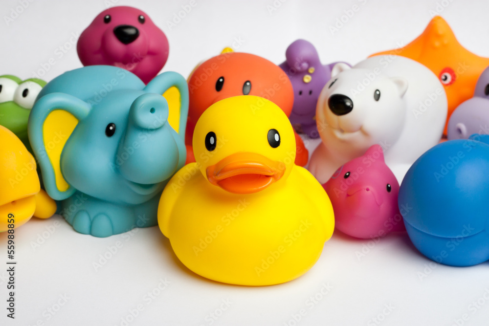 Rubber duck and friends against white background Rubber duck and friends against white background