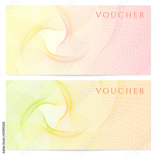 Gift certificate / Voucher / Coupon template. Colorful pattern