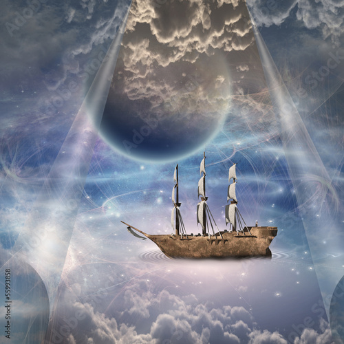 Fototapeta Naklejka Na Ścianę i Meble -  Curtains of sky opened to reveal other vision