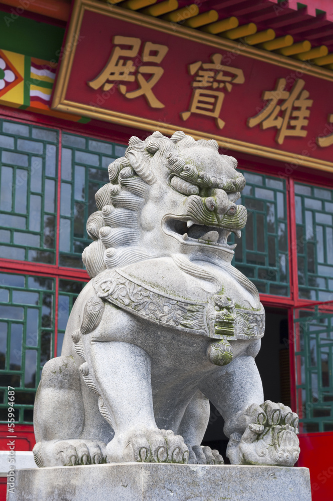 Lion statue in Chinese Temple in Hong Kong