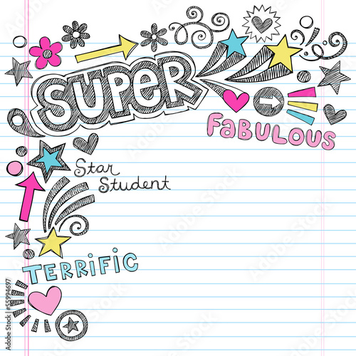 Super Student Praise Back to School Doodles Vector Illustration photo