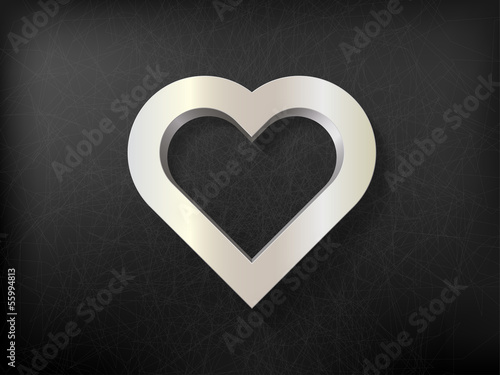 silver heart frame on metal background