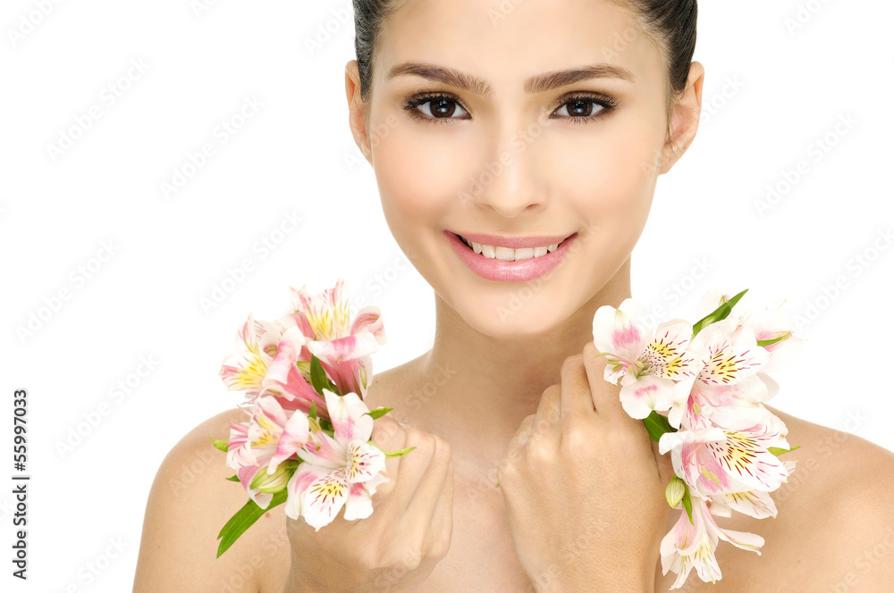 beauty flower girl on the white background beauty flower girl on the white background