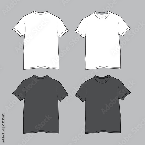 Front and back views of blank t-shirt