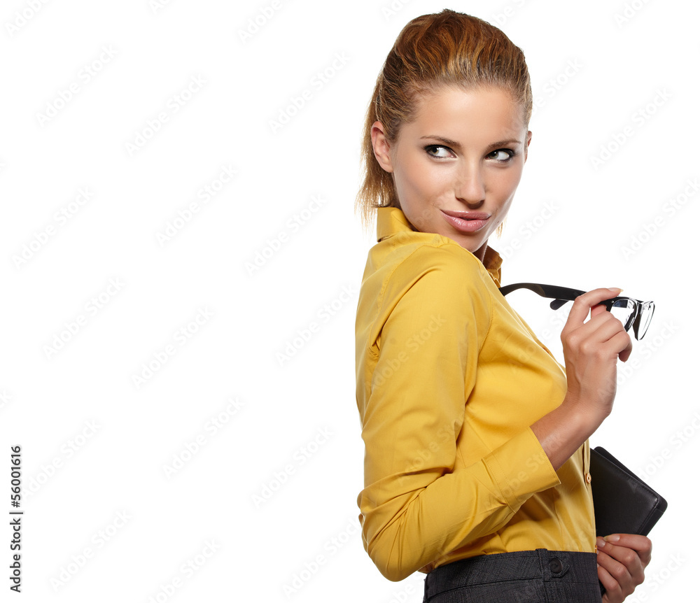 Eyewear glasses woman closeup portrait. Woman wearing glasses ho Eyewear glasses woman closeup portrait. Woman wearing glasses ho