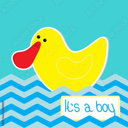 Baby boy shower card with funny duck.