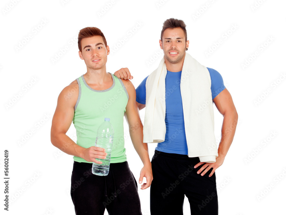 Personal trainer and strong boy Personal trainer and strong boy