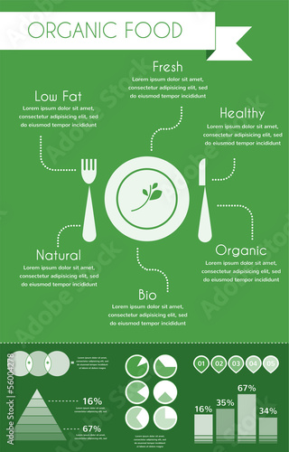 organic food inforgaphics on green