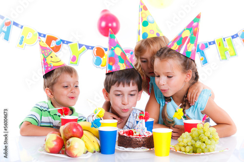 Kids with birthday cake