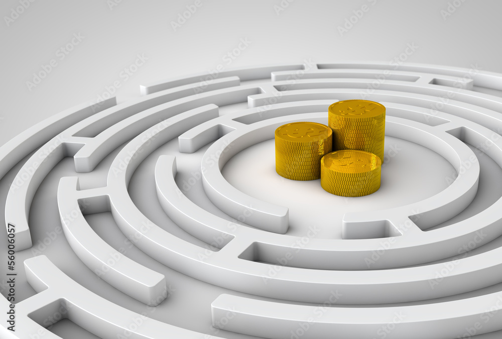 Abstract maze with gold coins Abstract maze with gold coins