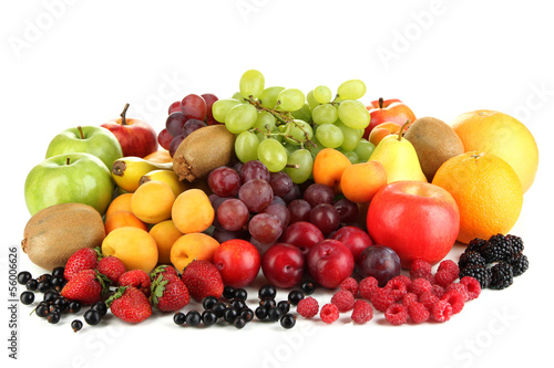 Fresh fruits and berries isolated on white