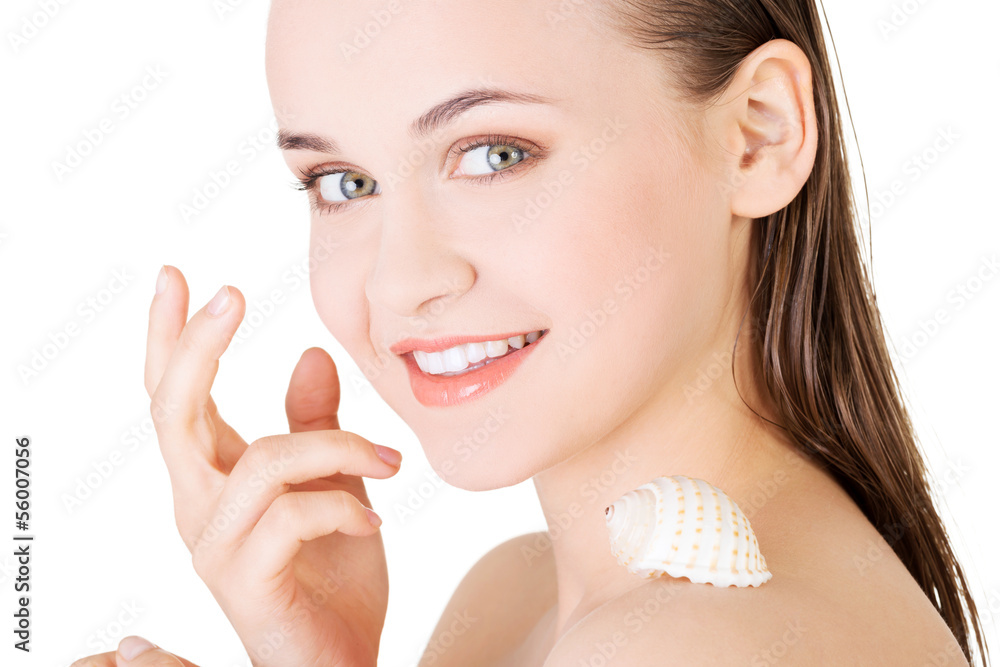 Beautiful face of spa woman with healthy clean skin Beautiful face of spa woman with healthy clean skin
