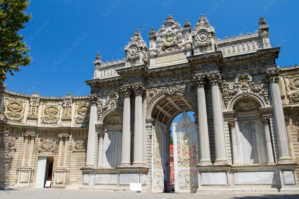 Main gate of Dolmabahce Palace in Istanbul, Turkey