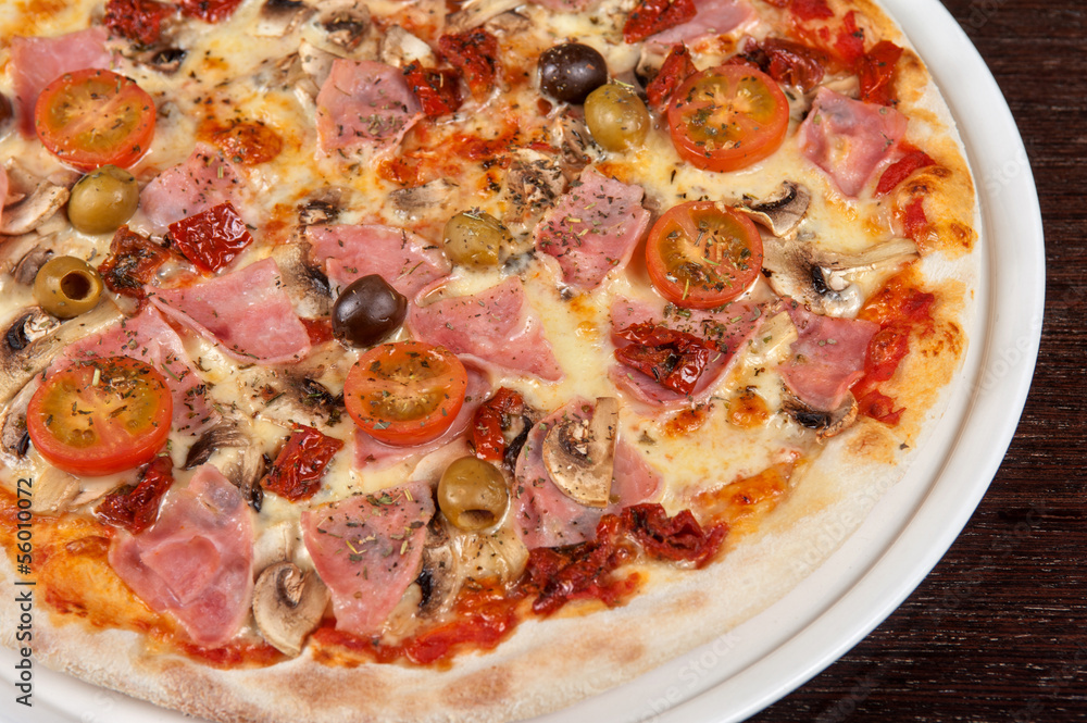 pizza with ham and mushrooms pizza with ham and mushrooms
