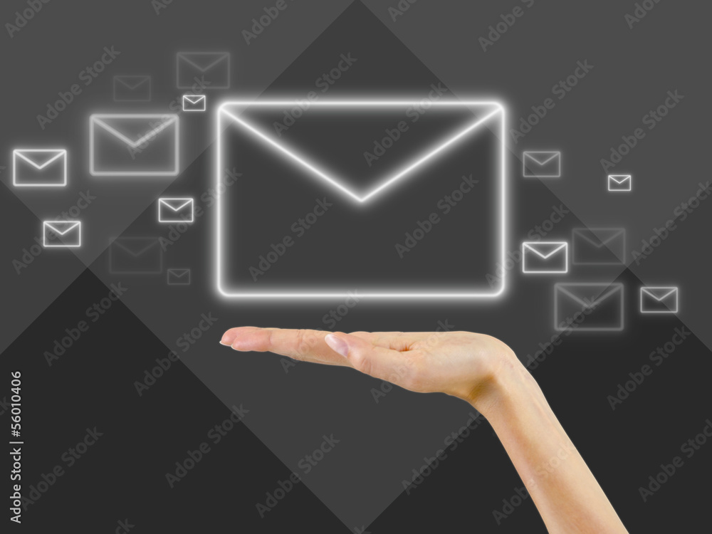 email symbol in the palm of hand,background email symbol in the palm of hand,background