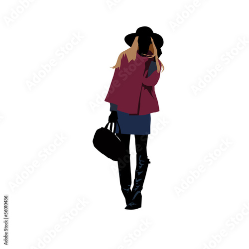 Siluete of a stylish blond girl