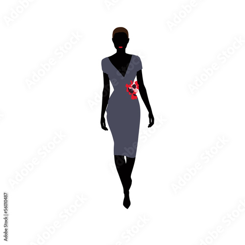 Siluet of a girl with evening dress