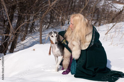 Fototapeta Naklejka Na Ścianę i Meble -  Blonde and saluki