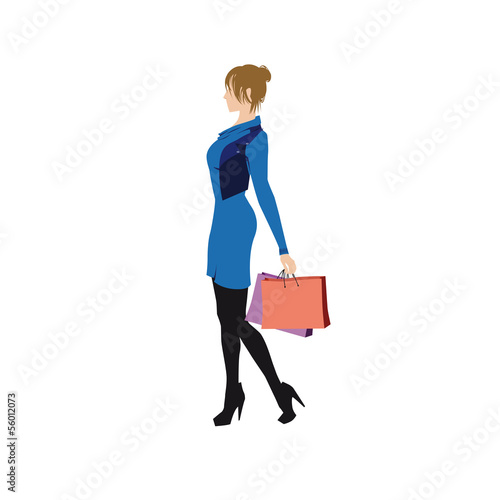 Blond girl with shopping bags