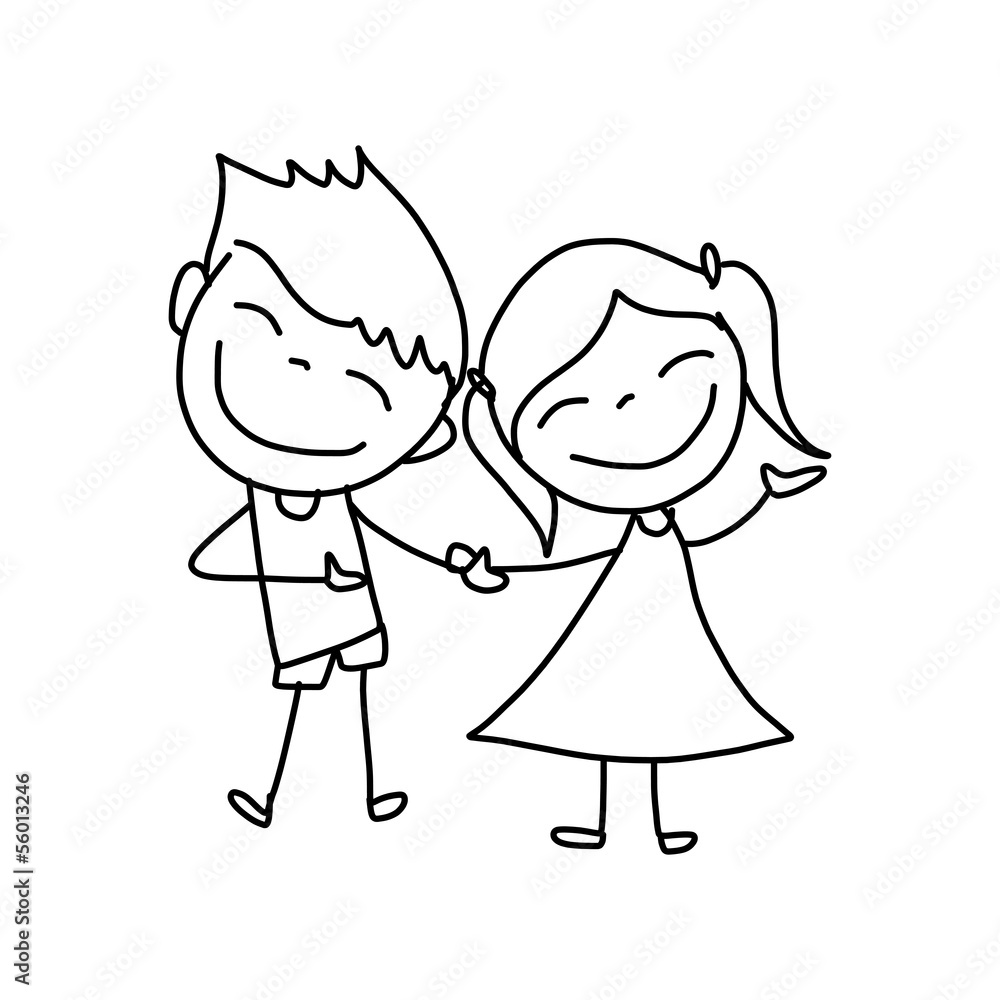 hand drawing cartoon happy kids hand drawing cartoon happy kids