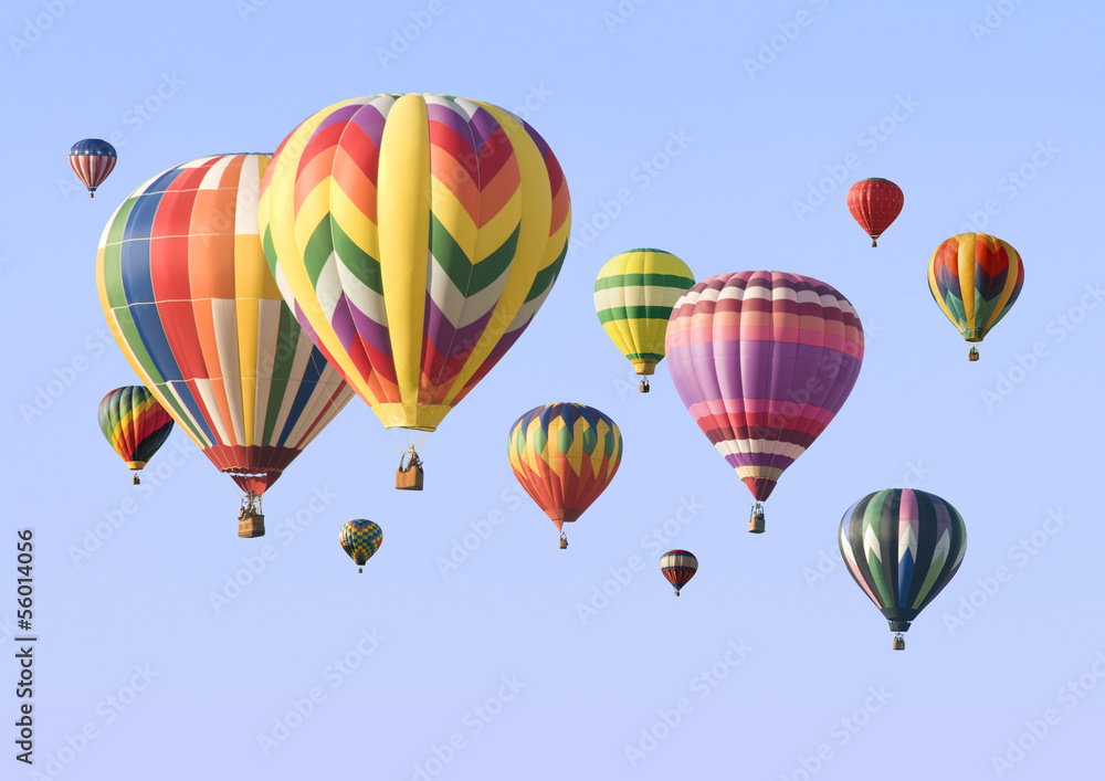 Fototapeta premium A group of colorful hot-air balloons floating