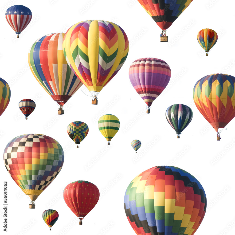 Naklejka premium Colorful hot-air balloons floating against white