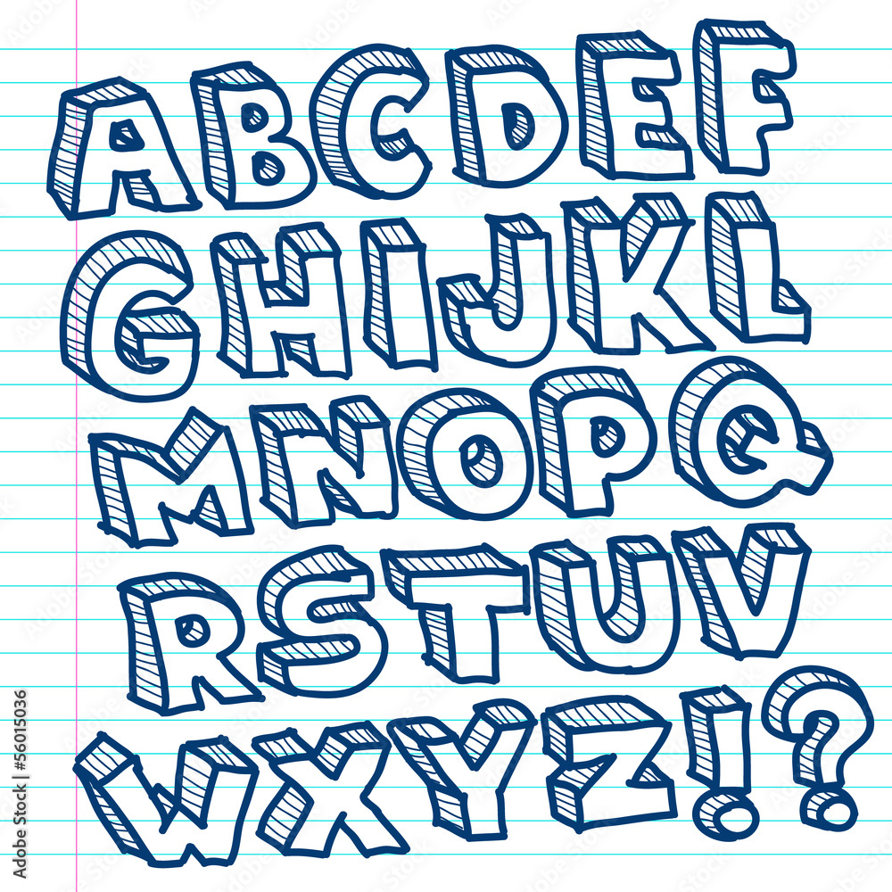 Fototapeta premium Hand Drawn Doodle Alphabet