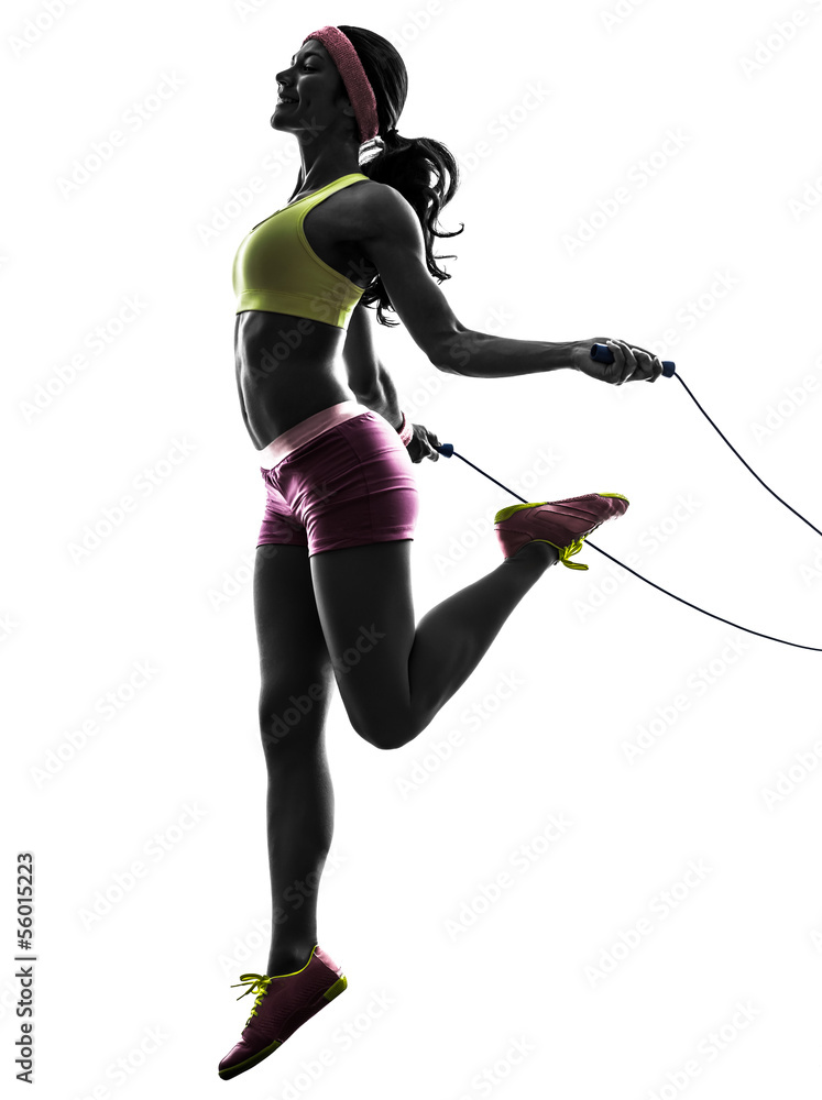 woman exercising fitness jumping rope silhouette woman exercising fitness jumping rope silhouette