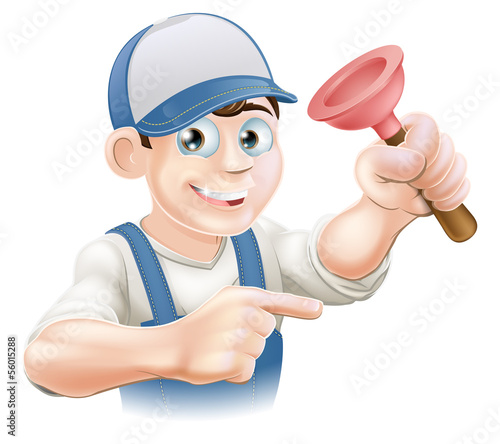 Cartoon Janitor or Plumber
