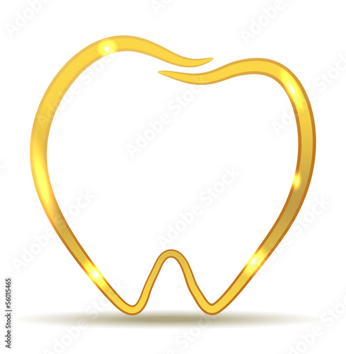Golden tooth design. Luxury dental care.