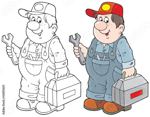 service technician with his toolbox