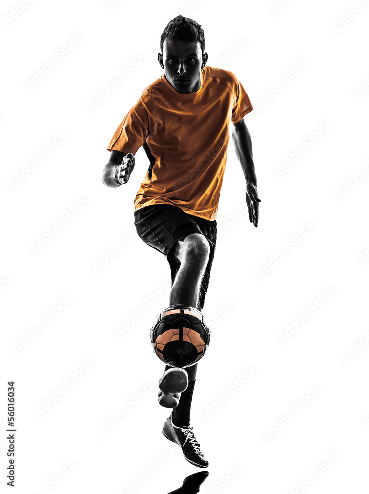 young man soccer player silhouette young man soccer player silhouette