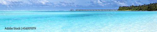 Panorama view of over water bungalow