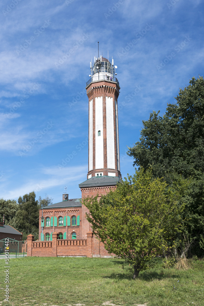 Historic lighthouse on the Baltic Sea in Niechorze, Poland