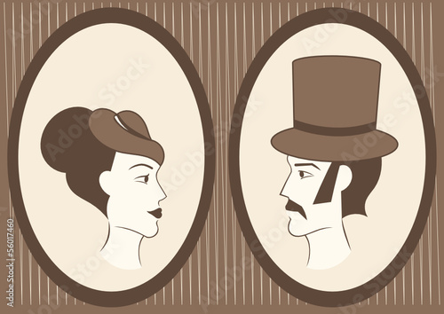 lady and gentleman framed portraits