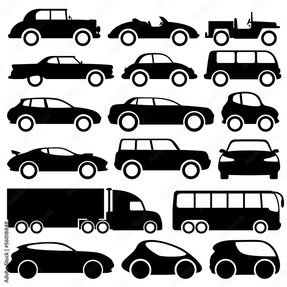 Car icons. Car icons.