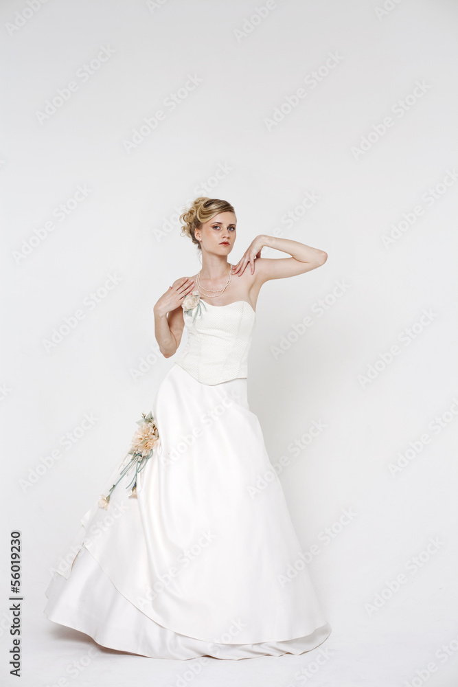 Beautiful blonde bride wearing wedding dress Beautiful blonde bride wearing wedding dress