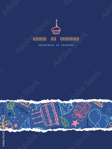 Vector birthday vertical torn seamless pattern background with
