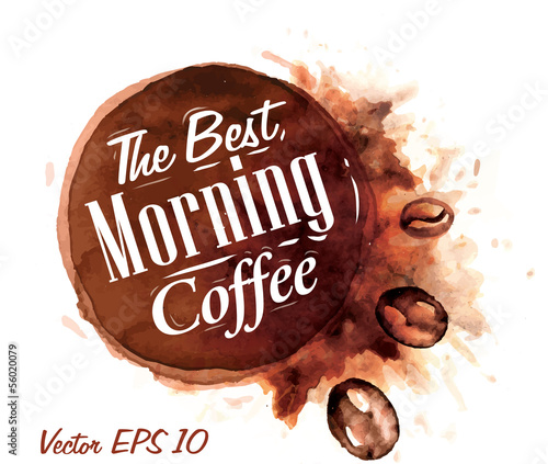 Obraz na płótnie Zestaw akwarela kawa najlepsza kawa rano odznaki collecti