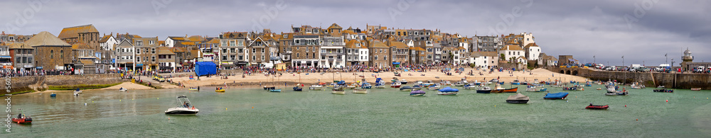 Panoramic shot of at St Ives harbour Cornwall England UK