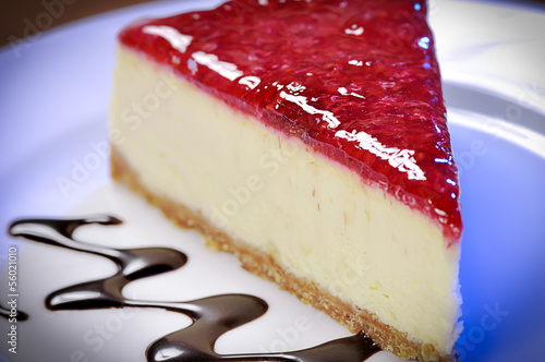 Dramatically lightened slice of raspberry cheesecake