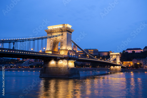 Chain Bridge over Danube river  Budapest cityscape
