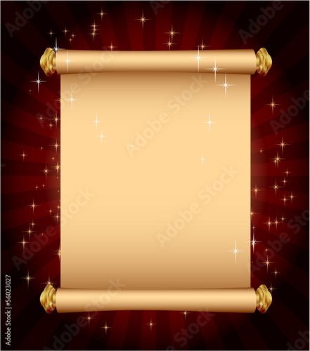 Magic scroll. Vector template.