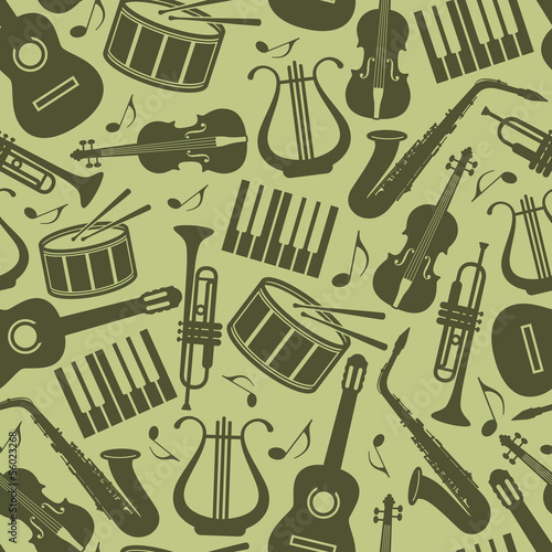 seamless vintage background with music instruments