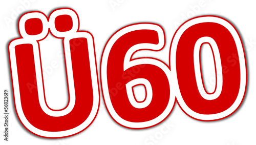 ü60 60plus 60+ Button rot  #130909-svg04