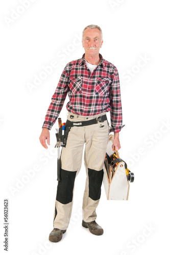 Manual worker with heavy toolkit
