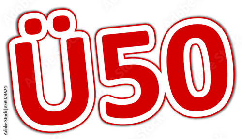 ü50 50 plus 50+ Button rot  #130909-svg03